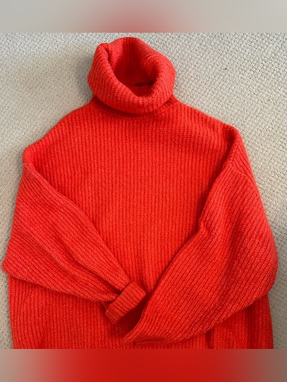 Zara Red Orange Turtleneck Sweater